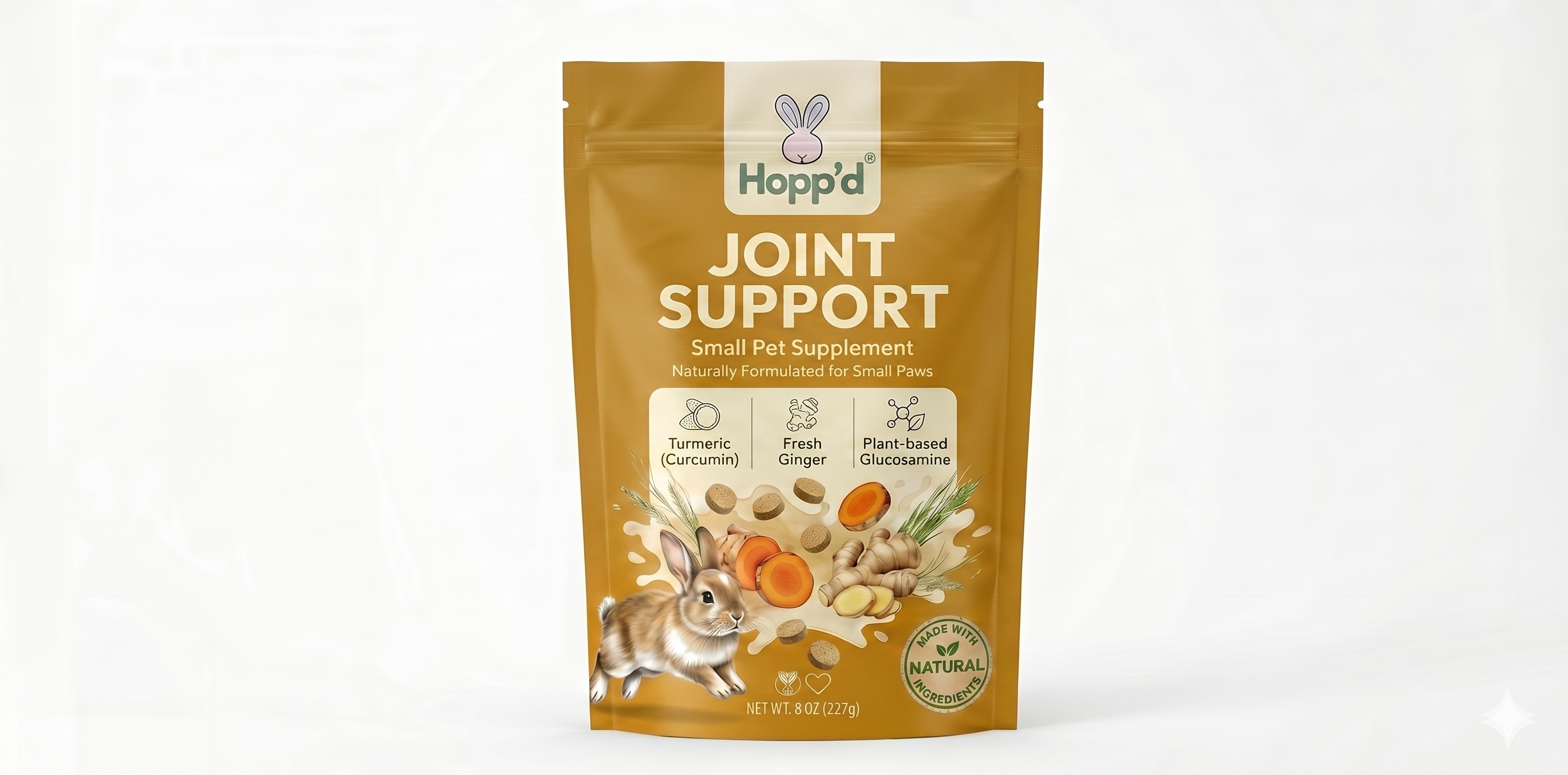 🎁 Hopp'd™ Joint Support - Natural Support for Rabbits & Guinea Pigs | Plant-Based Glucosamine, Turmeric & Ginger Root | 120 Baked Hay Chews | Natural Anti-Inflammatory Support | 8 oz (227g) (100% off)