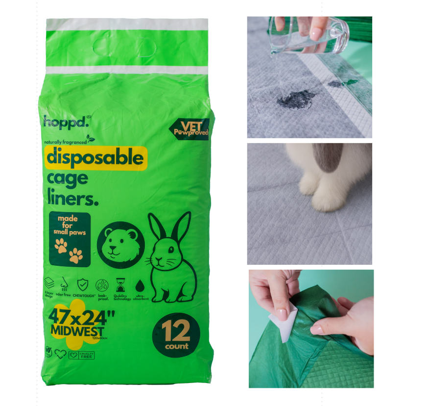 Hopp'd™ Ultimate Disposable Cage Liners  Midwest (47"x 24") | 12 Count   (1 Month Supply)